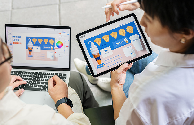 透過 Keynote 等 app，FLUFFY 團隊可以跨裝置合作，快速制定行銷計畫。