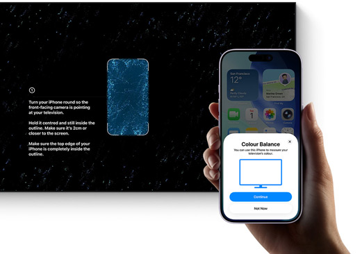 iPhone being used to color balance a television