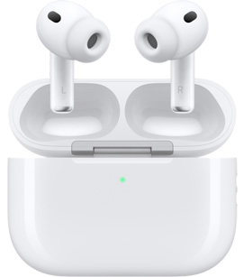 AirPods&nbsp;Pro kõrvaklapid avatud kaanega laadimiskarbis.