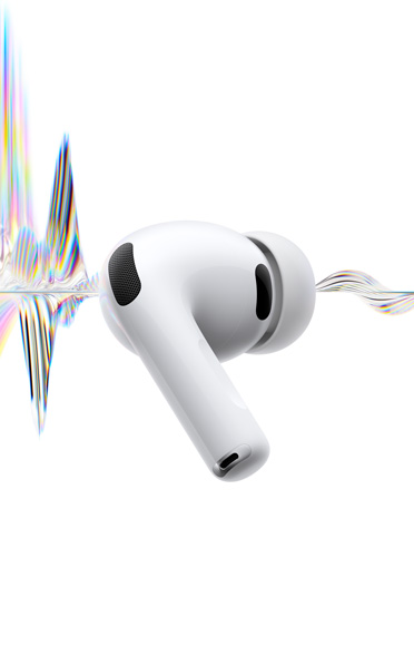 AirPods Pro 3, couleur blanche, microphone antibruit, embout en silicone, tige courte