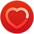 High Heart Rate notification icon, a white heart outline in a red circle