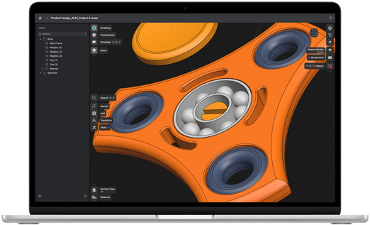 Appen Shapr3D visas på en MacBook Air