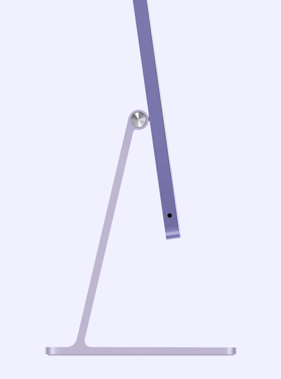 Side profile of a purple iMac