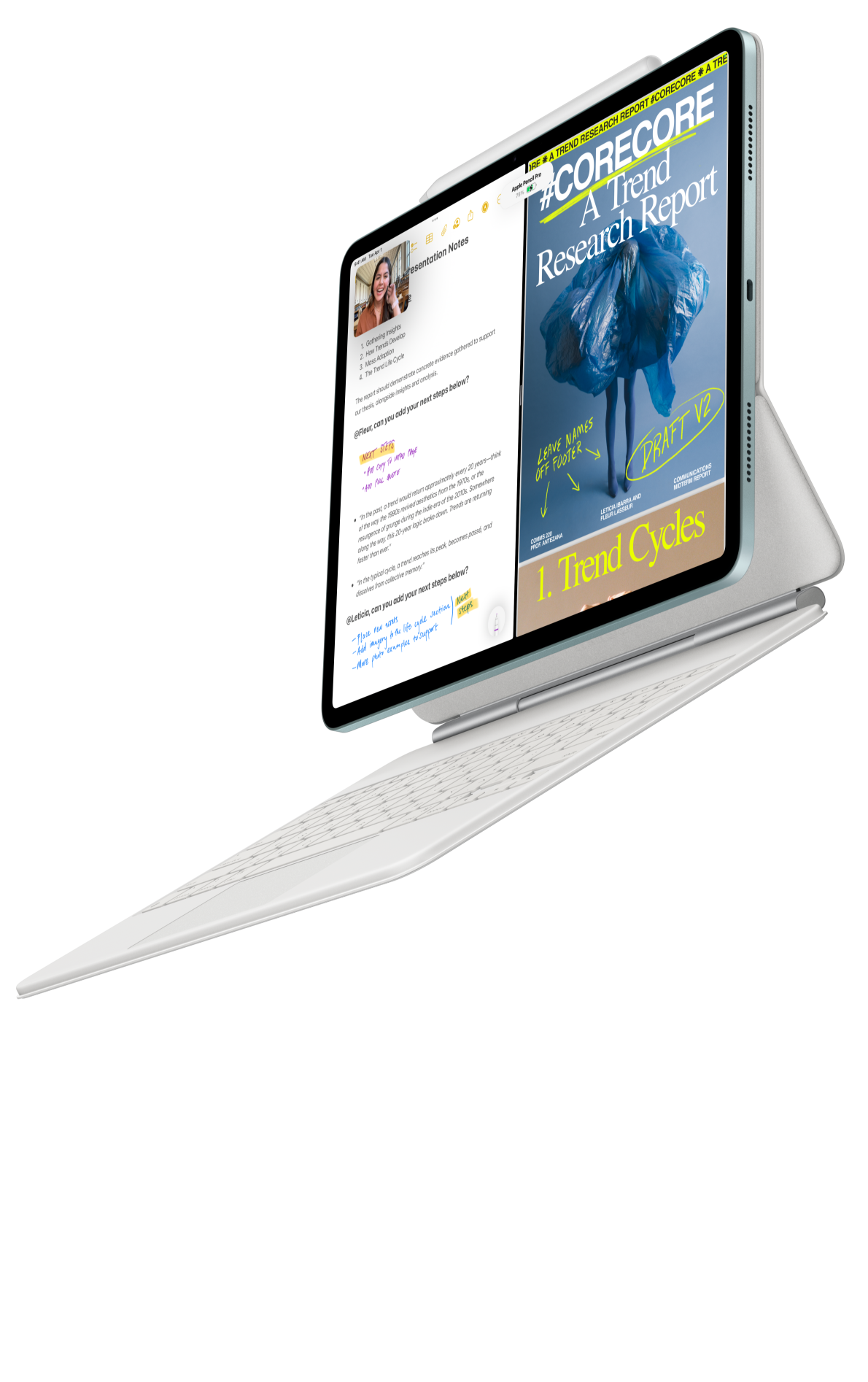 iPad Air attached to Magic Keyboard for iPad Air and Apple Pencil Pro