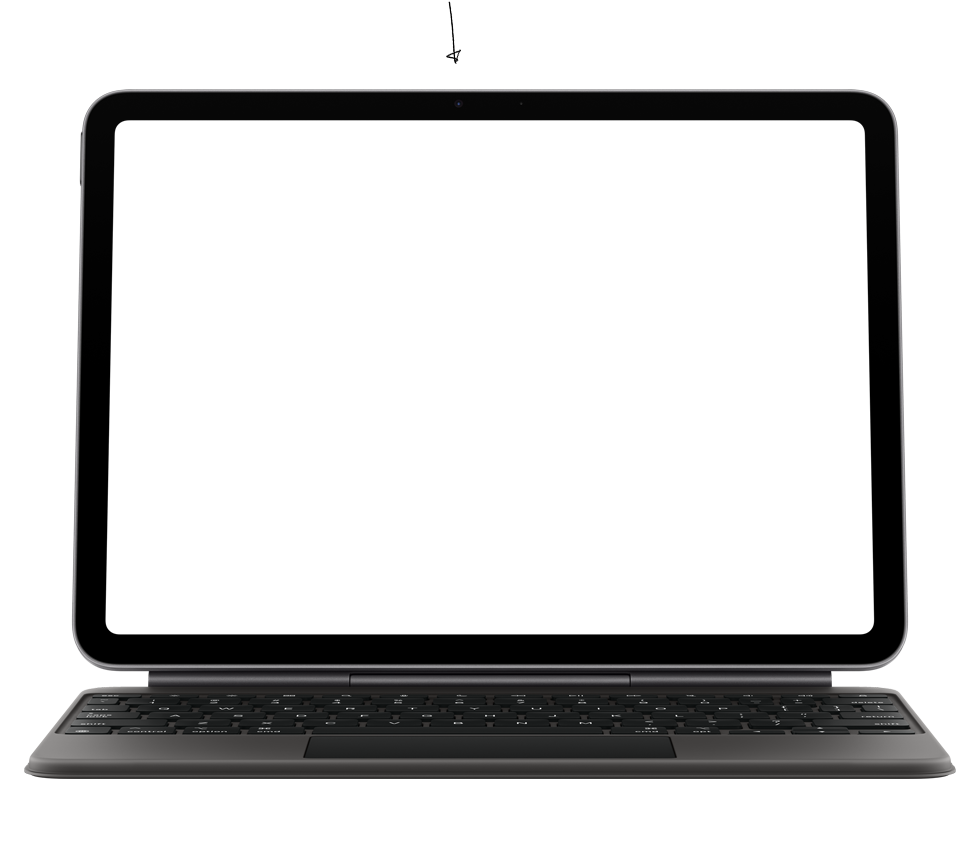 Llamada de FaceTime en un iPad Air que muestra la cámara frontal