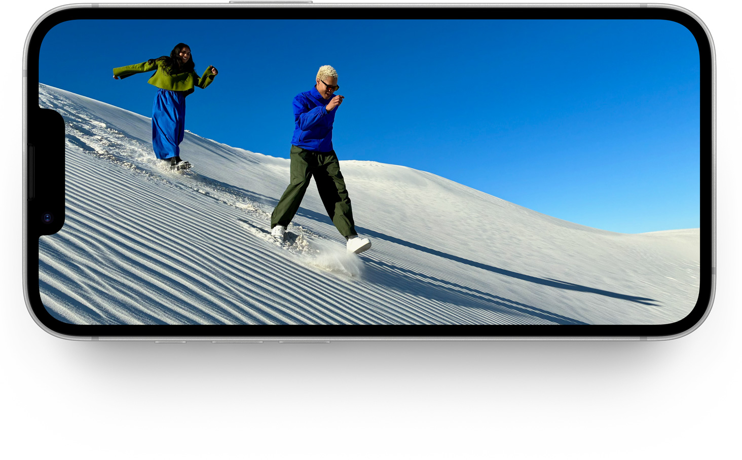 Ein iPhone 16e, das sein brillantes Super Retina XDR Display zeigt