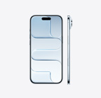 iPhone Air, fra forsiden, fargen himmelblå, Dynamic Island på midten øverst, fra siden, svært tynn profil, sideknapp, Kamerakontroll-knapp