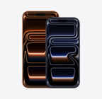 iPhone 17 Pro Max, fra forsiden, i fargen kosmisk oransje, iPhone 17 Pro, fra forsiden, i fargen dypblå