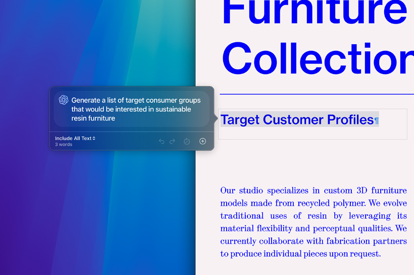 Ferramentas de Escrita da Apple Intelligence resumindo um artigo acadêmico.