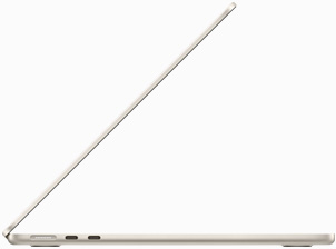 Side view of MacBook Air in Starlight color