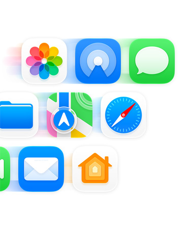 Íconos de apps como Mensajes, Safari y Mail