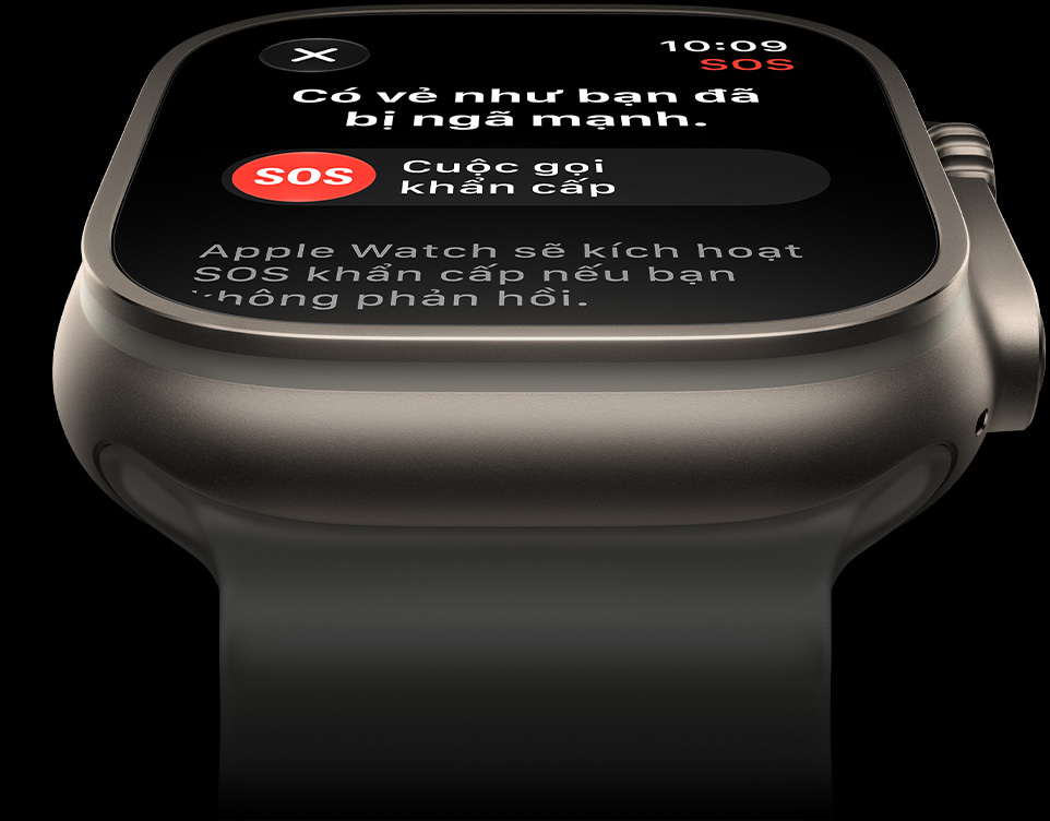 Apple Watch Ultra 4, vỏ titan, màu tự nhiên, kết nối qua vệ tinh, Dây Đeo Ocean, màu xám trong mờ